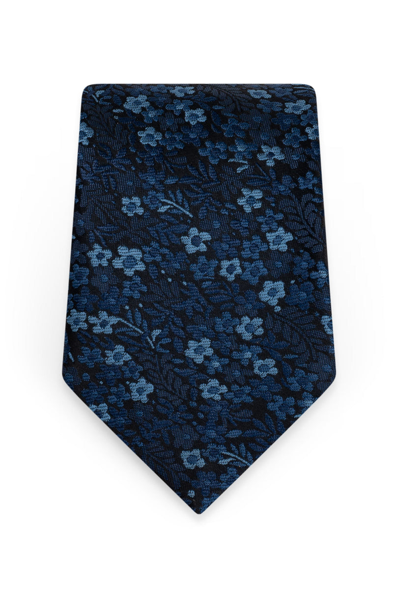 Floral Navy Self-Tie Windsor Tie - Detail