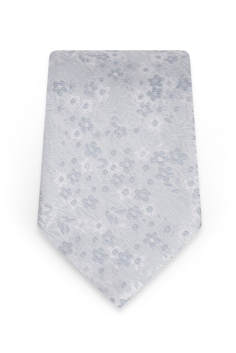 Floral Platinum Self-Tie Windsor Tie - Detail