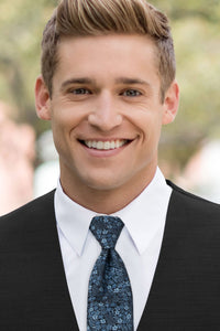 Floral Slate Blue Self-Tie Windsor Tie