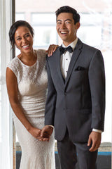 Steel Grey Sterling Wedding Suit Bride and Groom