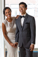 Steel Grey Sterling Wedding Suit Bride and Groom