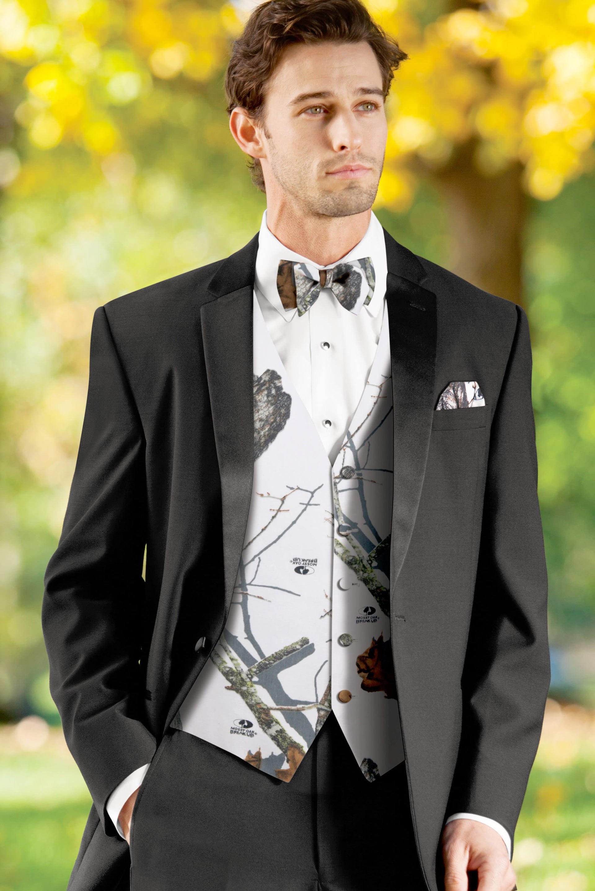 VSTEXTILE Camouflage Vests With Tie For Wedding Groom Wear Man