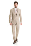 Tan Slim Fit Suit Coat - Full Suit Front