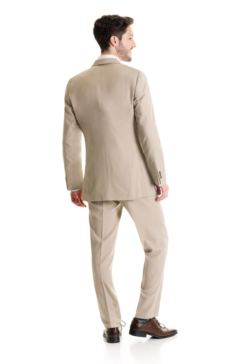 Tan Slim Fit Suit Coat - Full Suit Back