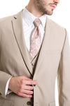 Tan Slim Fit Suit Coat - Detailed Close-Up