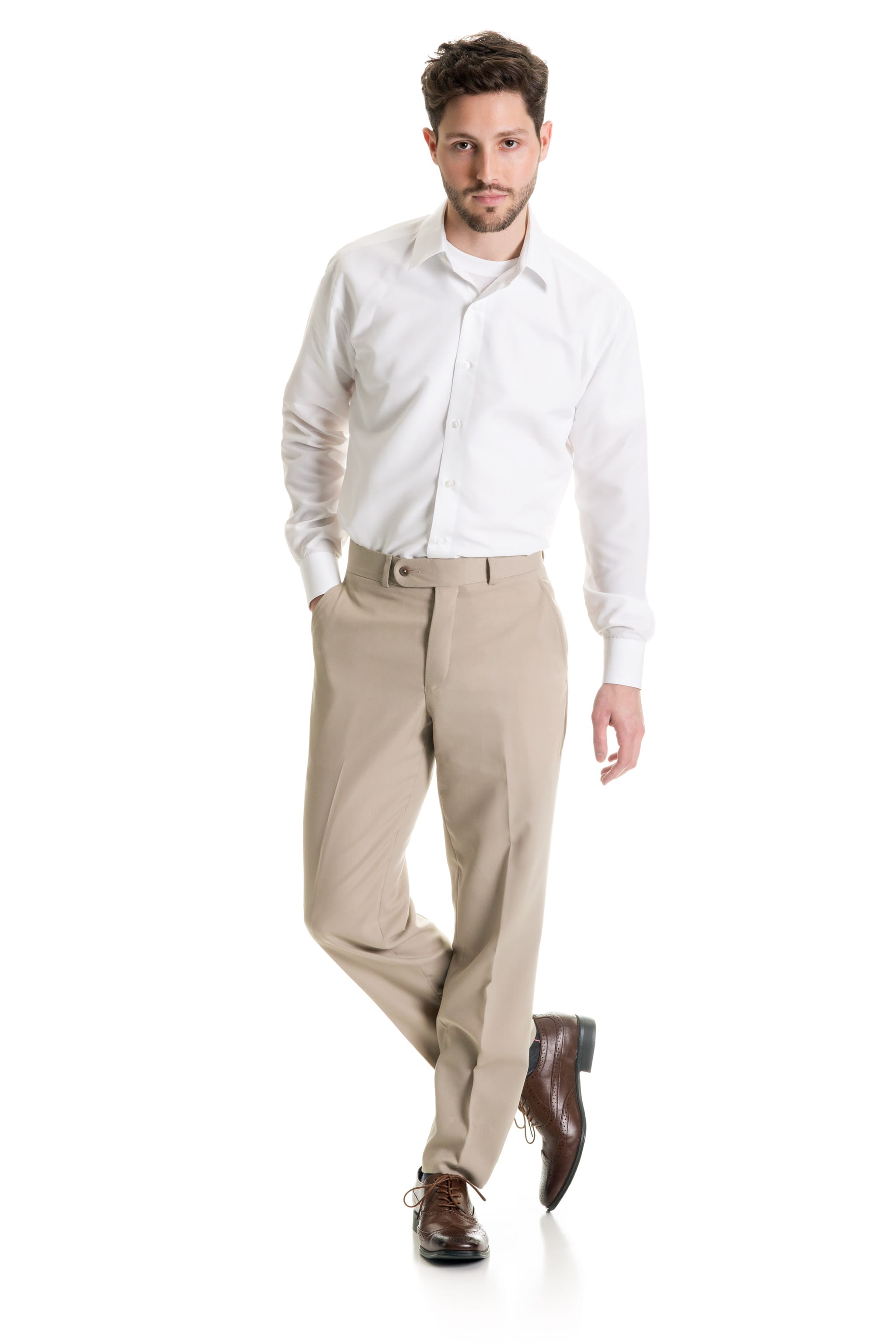 Tan Slim Fit Suit Pants