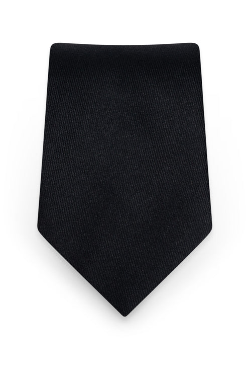 Solid Black Self-Tie Windsor Tie - Detail