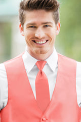 Solid Coral Self-Tie Windsor Tie