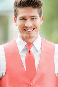 Solid Coral Self-Tie Windsor Tie