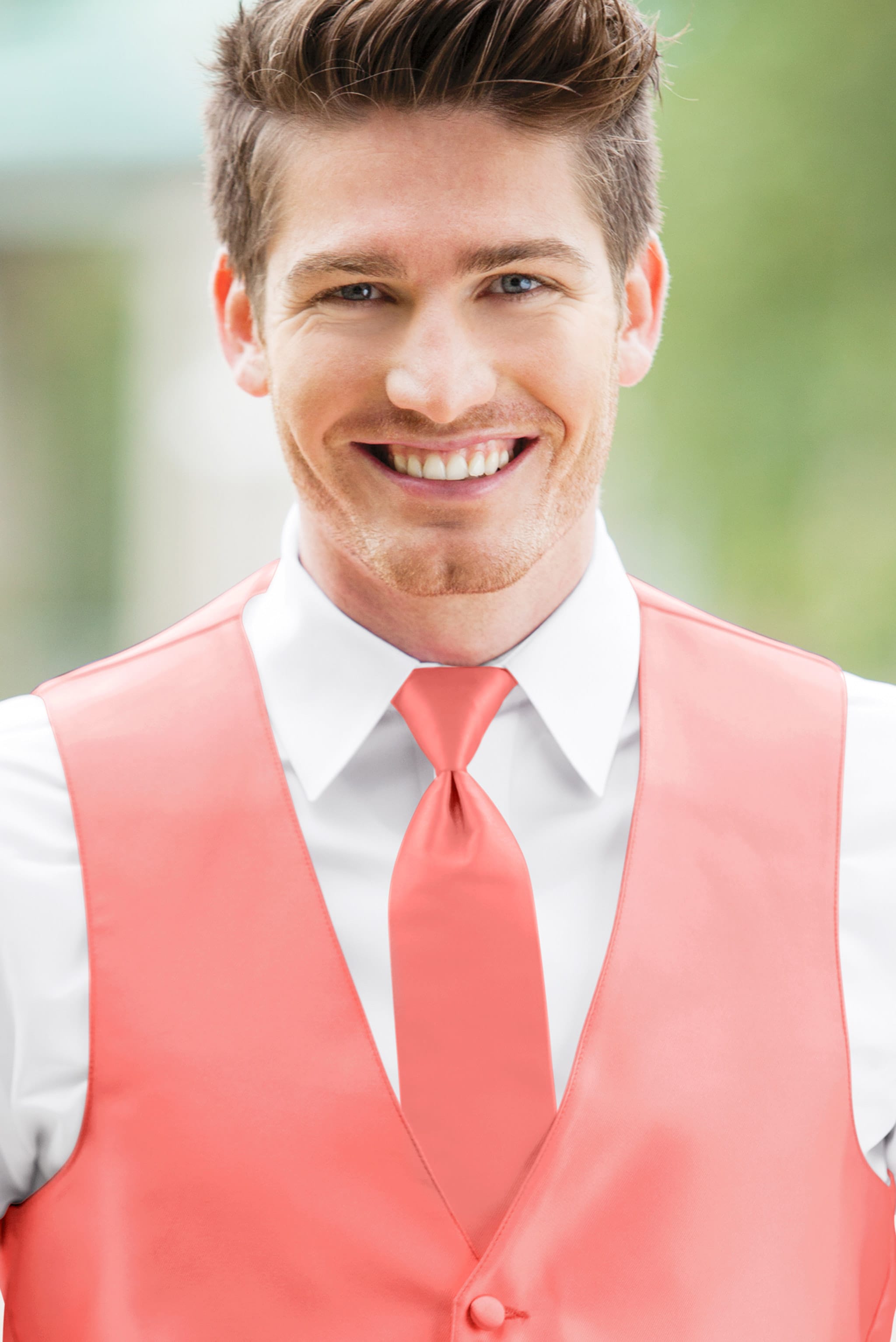 Solid Coral Self-Tie Windsor Tie