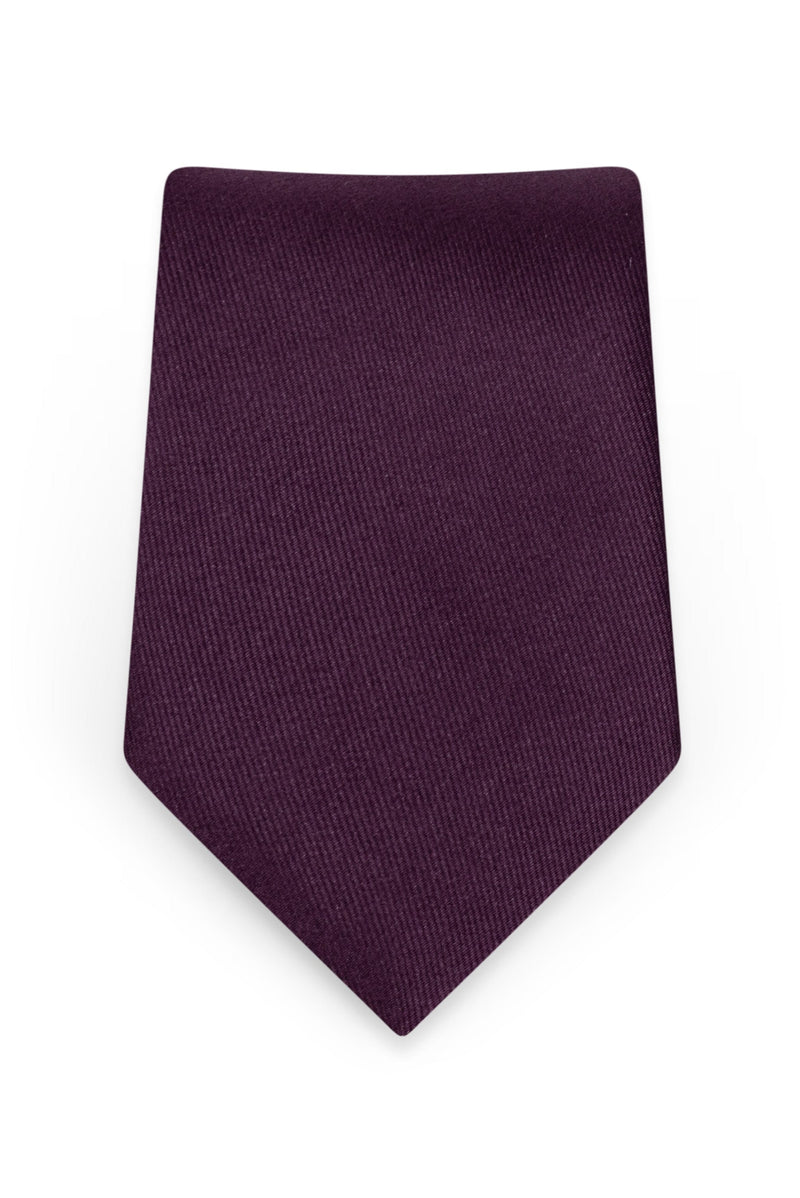 Solid Plum Self-Tie Windsor Tie - detail