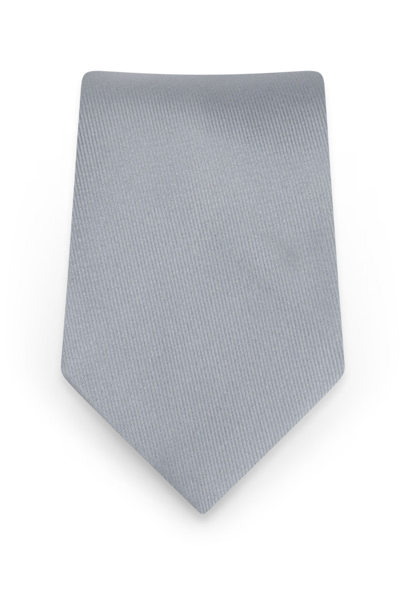 Solid Silver Self-Tie Windsor Tie - Detail