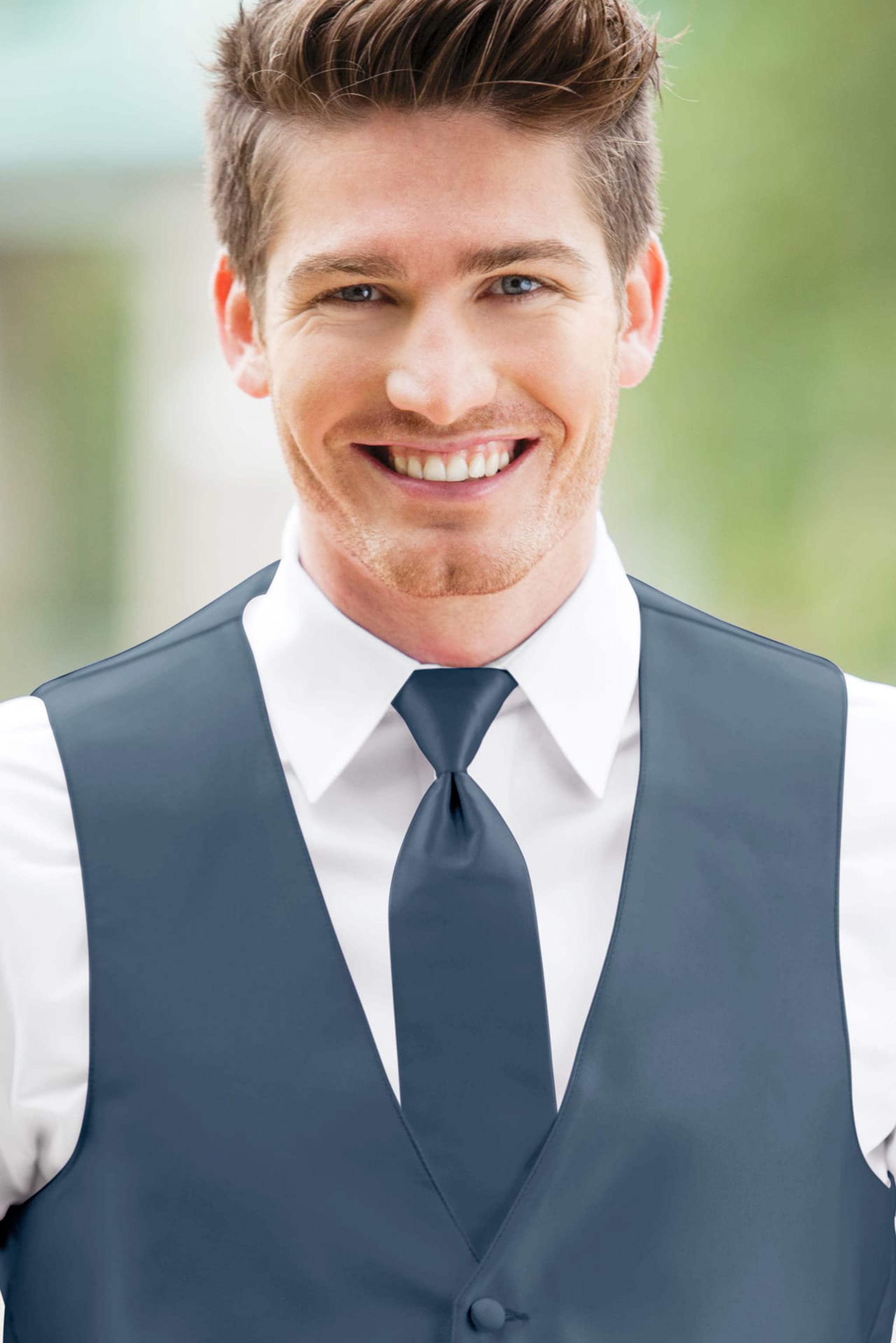 Solid Slate Blue Self-Tie Windsor Tie