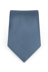 Solid Slate Blue Self-Tie Windsor Tie - Detail