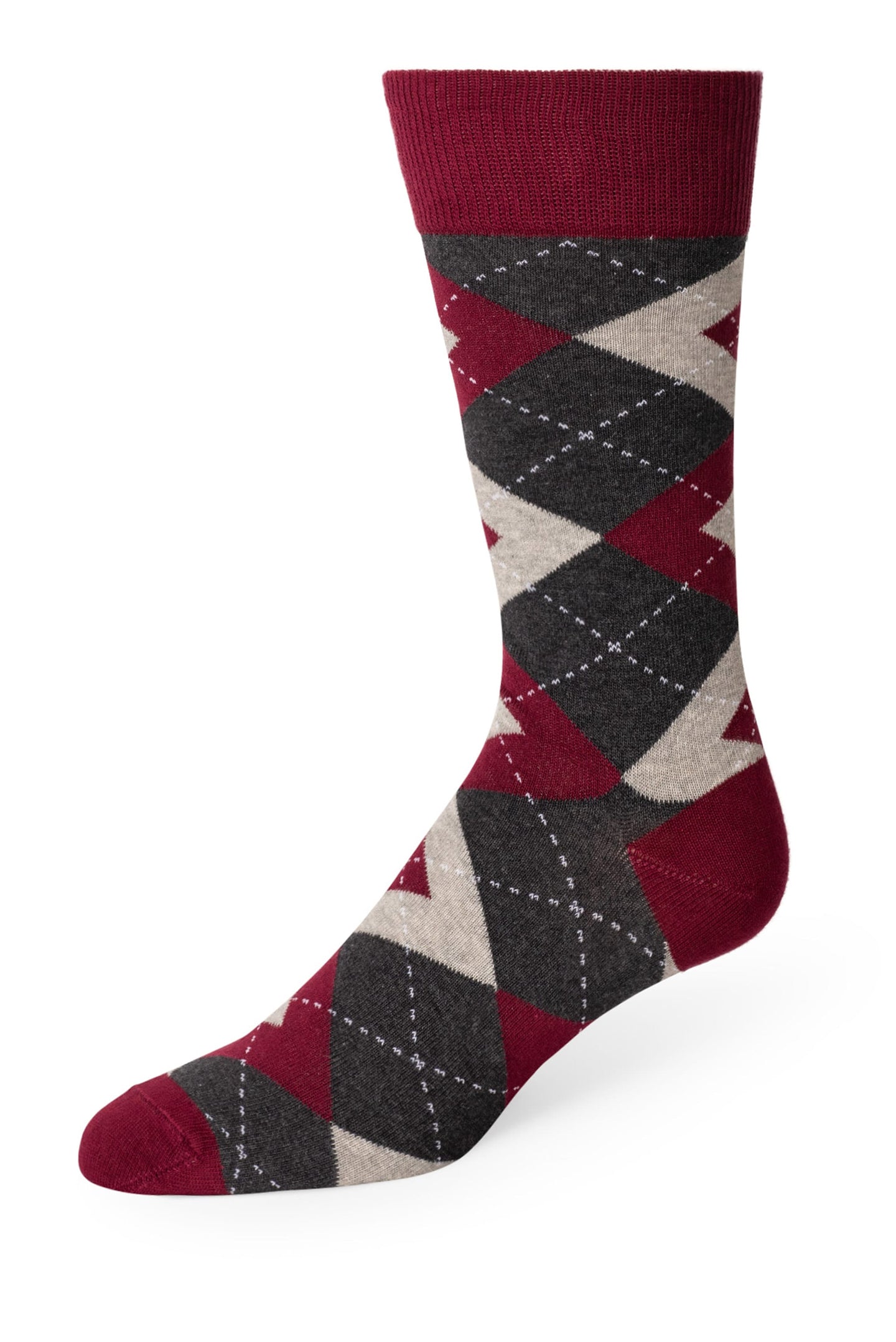 Wine Grey Argyle Men's Dress Socks